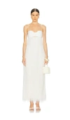 Clea Selene Fringe Longline Dress In 羊皮纸