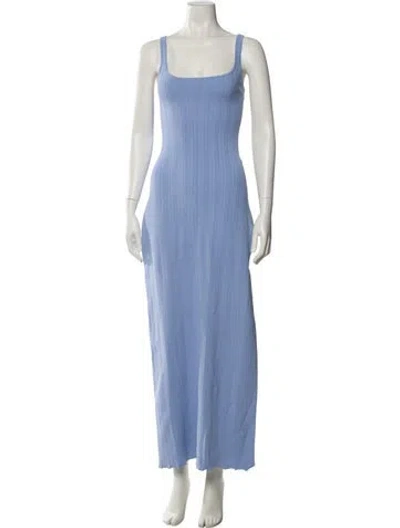 Pre-owned Clea Square Neckline Long Dress In Blue