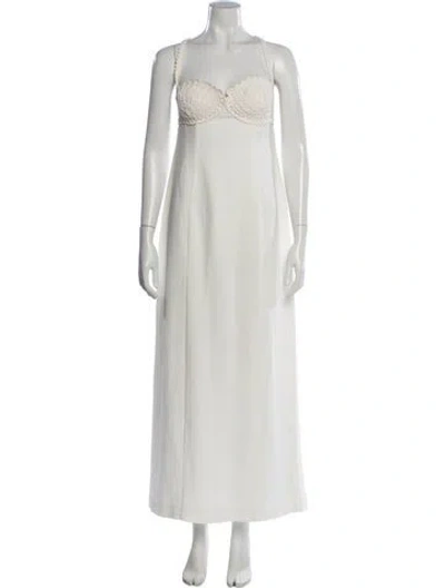 Pre-owned Clea Square Neckline Long Dress In White