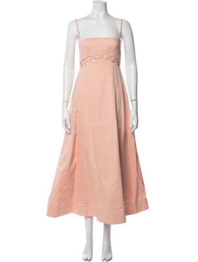 Pre-owned Clea Square Neckline Midi Length Dress W/ Tags In Pink