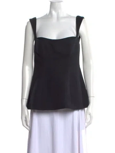 Pre-owned Clea Square Neckline Sleeveless Top In Black