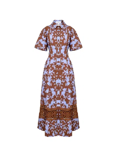 Clea Taliah Maxi Shirt Dress In Brown
