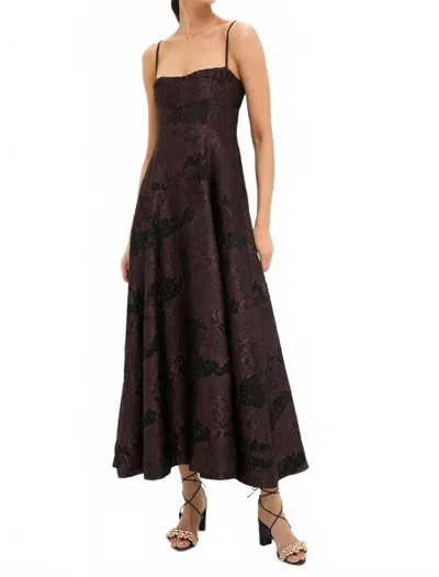 Clea Theron Midi Dress In Arabica Jacquard In Brown
