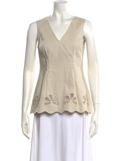 Pre-owned Clea V-neck Sleeveless Top In Neutral