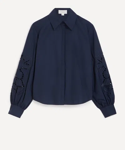 Clea Women's Lavinia Navy Embroidery Shirt In Blue