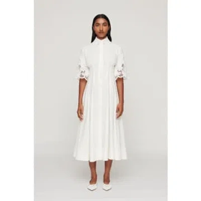 Clea Zhoe Lace Detail Button Down Dress Size: M, Col: White