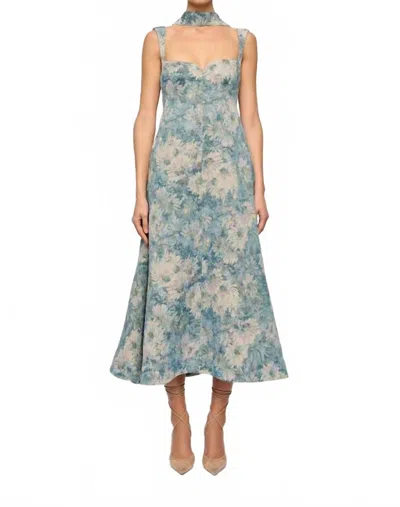 Clea Zinnia Midi Dress In Aquarelle/jacquard In Multi