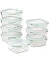 Clean & Healthy 16pc 18oz Premium Quality Glass Storage Container Set With Lid In Green