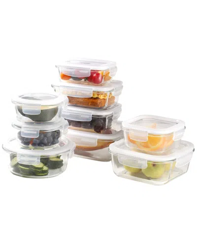 Clean & Healthy 18pc 1 Glass Storage Container Set In Transparent