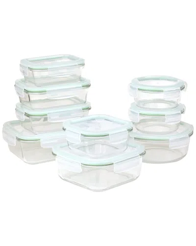 Clean & Healthy 18pc Premium Quality Glass Storage Container Set With Lid In Green
