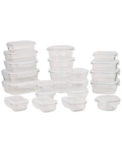 Clean & Healthy 44pc Glass White Storage Container Set In Transparent