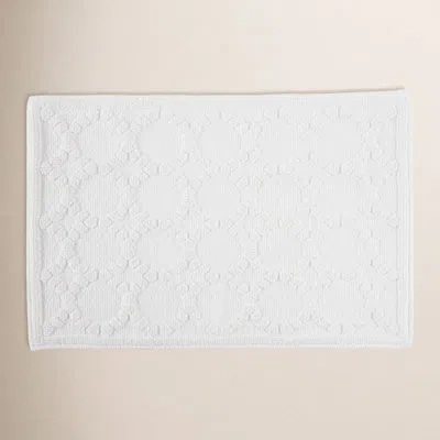 Clean Design Home Anti-allergen 100% Cotton Savoy Geometric Non Slip Back Bath Rug In White