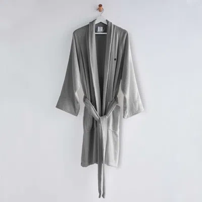 Clean Design Home X Martex 100% Cotton Terry Cloth Unisex Above Knee Bathrobe With Pockets In Gray