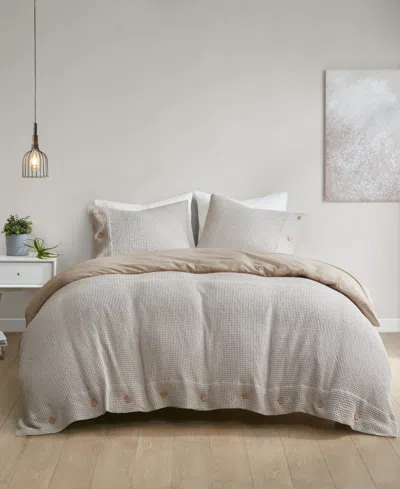 Clean Spaces Mara Waffle Weave 3-pc. Duvet Cover Set, King/california King In Taupe