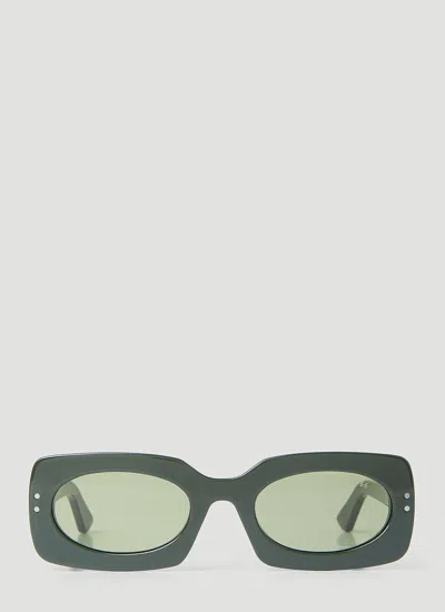 Clean Waves Inez & Vinoodh Low Rectangle Sunglasses In Green