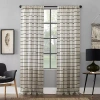 Clean Window Twill Stripe Anti-dust Rod Pocket Sheer Single Curtain Panel In Black