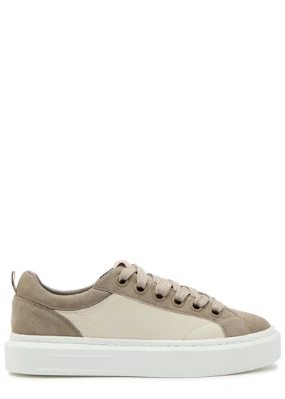 Cleens Ace Panelled Leather And Suede Sneakers In Brown