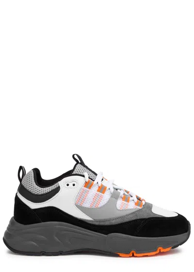 Cleens Aero Panelled Mesh Trainers In Orange