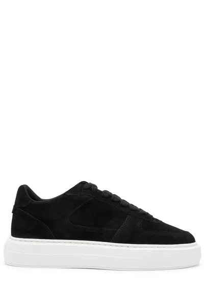 Cleens Court Panelled Suede Trainers In Black