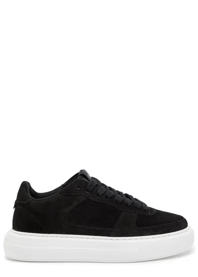 Cleens Court Panelled Suede Sneakers In Black