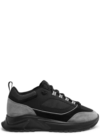 Cleens Essential Runner Evo Panelled Mesh Trainers In Black Grey