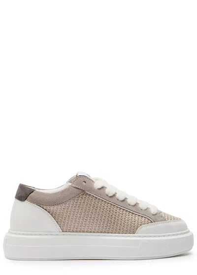 Cleens Luxor Panelled Raffia Sneakers In Nude