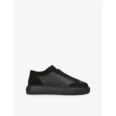 Cleens Mens Black Luxor Leather And Suede Trainers Eur 43 / 9 Uk