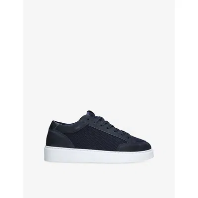 Cleens Mens Navy Luxor Suede And Mesh Trainers Eur 42.5 / 8.5 Uk In Blue
