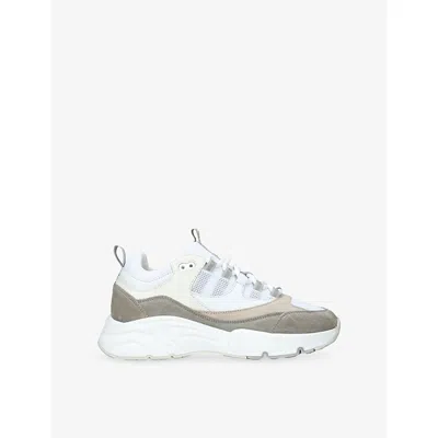 Cleens Mens Taupe Aero Runner Leather, Suede And Mesh Trainers Eur 43.5 / 9.5 Uk In White