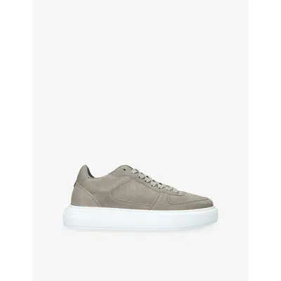 Cleens Mens Taupe Court Suede Trainers Eur 40 / 6 Uk In Green