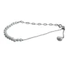 Clemence Wren Women's Adjustable Slider Freshwater Pearl Bracelet - Silver