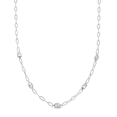Clemence Wren Women's Asymmetric Gemstone Necklace Silver