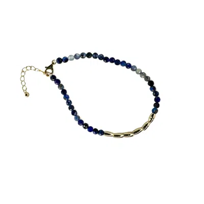 Clemence Wren Women's Blue / Gold Gemstone Gold Nugget Bracelet - Blue