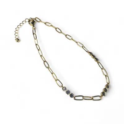 Clemence Wren Women's Blue / Gold Triple Sapphire Blue Gemstone Bracelet Chain Gold
