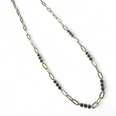 Clemence Wren Women's Blue / Gold Triple Sapphire Blue Gemstone Necklace Chain Gold