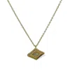 Clemence Wren Women's Diamond Shape Pendant With Gemstone - Gold