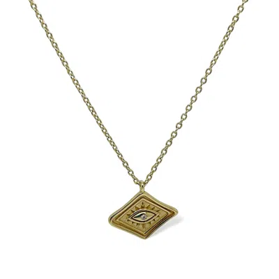 Clemence Wren Women's Diamond Shape Pendant With Gemstone - Gold