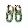 Clemence Wren Women's Gold / Green Gold Huggie Earrings With Green Pave Gemstone Charm