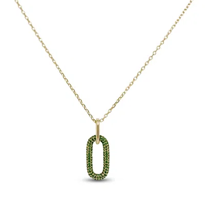Clemence Wren Women's Gold / Green Oval Gemstone Pendant Necklace - Gold In Multi