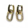 Clemence Wren Women's Gold Huggie Earrings With Blush Pave Gemstone Charm
