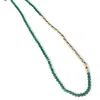 Clemence Wren Women's Green / Gold Asymmetric Gemstone Necklace Gold Nuggets - Green