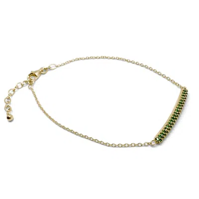 Clemence Wren Women's Green / Gold Gemstone Bracelet - Emerald Green In Multi