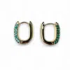 Clemence Wren Women's Green / Gold Oval Pave Gemstone Gold Huggie Earrings - Emerald Green