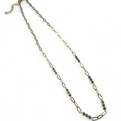 Clemence Wren Women's Green / Gold Triple Emerald Green Gemstone Necklace Chain Gold