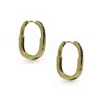 Clemence Wren Women's Large Oval Gemstone Hoop Earrings - Gold