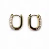Clemence Wren Women's Oval Pave Gemstone Gold Huggie Earrings - Blush
