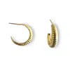 Clemence Wren Women's Rib Edge Chunky Hoop Earrings - Gold