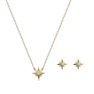Clemence Wren Women's Sparkling Star Pendant And Stud Earring Set - Gold