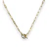 Clemence Wren Women's Toggle T-bar Paperclip Chain Necklace - Gold