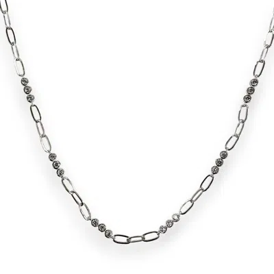 Clemence Wren Women's Triple White Gemstone Necklace Chain Silver
